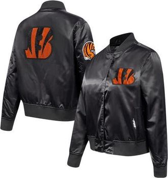 Pro Standard Womens Pro Standard Black Cincinnati Bengals Jeweled Satin Full-Snap Jacket at Nordstrom, Size Xx-Large