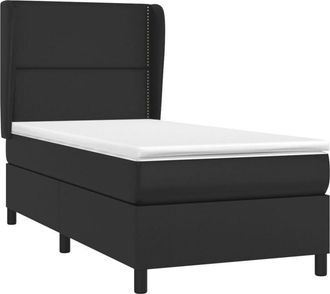 vidaXL Vidaxl - Cama Box Spring Con Colch&oacute;n Cuero Sint&eacute;tico Negro 100x200 Cm