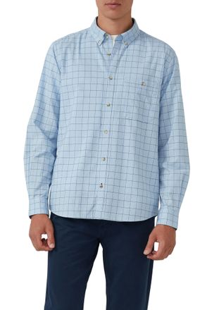 s.Oliver Langarmhemd S.OLIVER, Herren, Gr. XL, N-Gr, blau (lt blau), Web, Obermaterial: 100% Baumwolle, kariert, regular fit taillenbedeckt, Manschette, Hemden