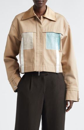 Jason Wu Collage Boxy Oversize Organic Cotton Twill Jacket in Cardboard at Nordstrom, Size Medium