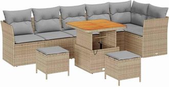 vidaXL Garden Sofa Set 9 pcs Beige and light grey 80 x 80 x 71 cm vidaXL