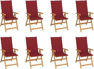 vidaXL Vidaxl - Sillas De Jard&iacute;n Reclinables Con Cojines 8 Uds Teca Maciza