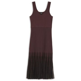 BOSS Rib-knit dress with sheer pleating