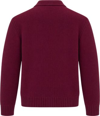 Arte Logo-Embroidered Wool Cardigan - Burgundy