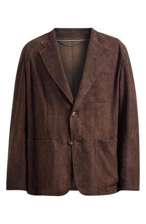 Canali Brown Suede Blazer in Dark Brown at Nordstrom, Size 40 Us