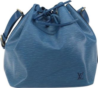 Louis Vuitton Petit Noe Monogram Canvas Blue Leather Handbag (Pre-Owned)
