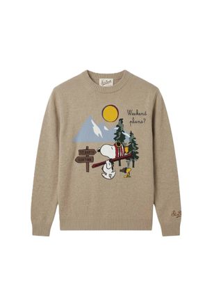 MC2 Saint Barth Beige Snoopy Graphic Knit Sweater