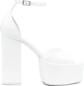 PARIS TEXAS Tatiana 110mm platform sandals - women - Calf Leather/Patent Calf Leather/Calf Leather - 37 - White