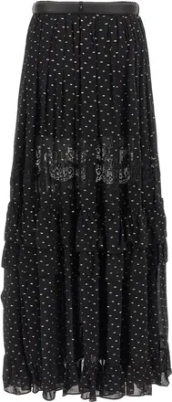 Self Portrait Metallic Fil Coup&eacute; Lace Skirt - Black