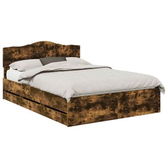 vidaXL Estructura De Cama Roble Ahumado 140 X 190 Cm Madera Ingenieril Vidaxl