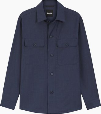 HUGO BOSS Mens P Carper Overshirt Navy - Blue - Size: 46