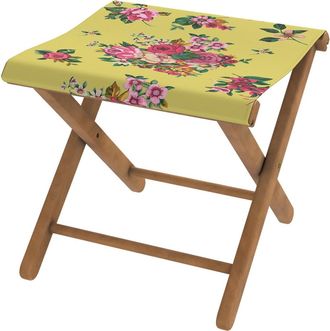 Vent de Boh&egrave;me Taburete plegable de haya y tela floral amarilla