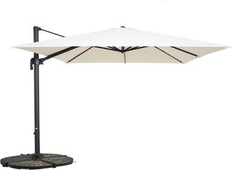 Oviala Parasol exc&eacute;ntrico gir. 360&deg; 3x3m + 4 losetas lastradas blanco