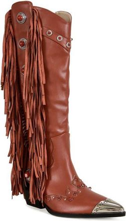 Azalea Wang Pelagius Fringe Western Boot in Red at Nordstrom, Size 6.5