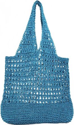 Aqua Womens Handcrafted Crochet Tote Bag In Blue