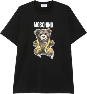 Moschino Teddy Bear Jersey T-Shirt - Dames - T-shirts - Zwart - M - Katoen - Tops