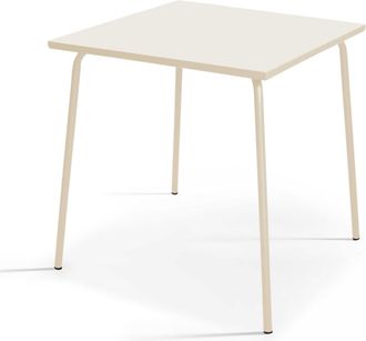 Oviala Mesa de jard&iacute;n cuadrada de metal marfil 70cm
