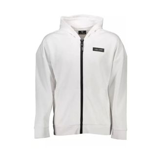 Plein Sport Zip-throughs, male, White, Size: M Luxury Hooded Sweatshirt with Zipper