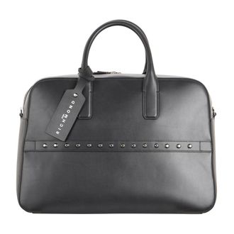 John Richmond Borsone met Studs en Dubbele Handgreep - Heren - Weekendtassen - Zwart - ONE Size - Leer - Tassen