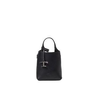 Tod's Tassen, Dames, Zwart, ONE Size, Leer, Stijlvolle Tijdloze Bucket Bag