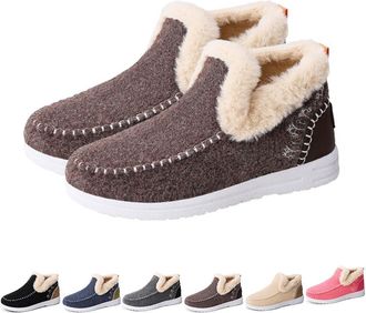 Generic Womens Winter Flat Snow Boots, Casual Warm Plush Short Boots,Anti-Slip Slip on Cotton Shoes,Winter Shoes for Women (Coffee,5.5)