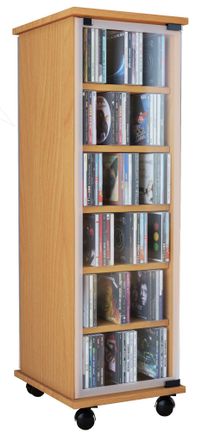 ebuy24 Ebuy24 - Vcm Cd Shelf Wood Gabinete De Cd Con Puertas De Vidrio De Seguridad Esg Para 204 Cd O 72 Dvds Dimensiones: Al. 98 X An. 31 X T. 35 Cm Estante