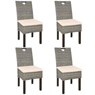 vidaXL Vidaxl - Sillas De Comedor 4 Unidades Rat&aacute;n Kubu Madera De Mango