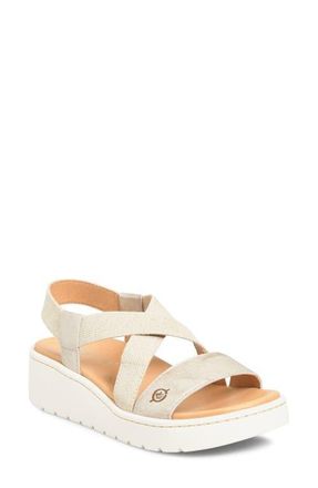 B&oslash;rn Kasady Ankle Strap Platform Wedge Sandal in Light Gold Metallic at Nordstrom, Size 10