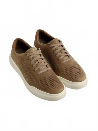 Cole Haan Mens Grandpro Rally Laser Cut Sneaker In Irish Coffee Nubuck/golden Honey