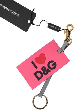 Dolce & Gabbana Womens I Love Dg Keychain Pink Silicone