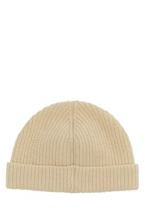 Valentino Garavani Mens Sand Cashmere Beanie Hat Burro Exterior: Cuffie