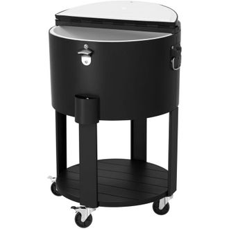 Sunjoy Direct Carrello portabevande, contenitore ghiaccio, apribottiglie e ripiano, nero