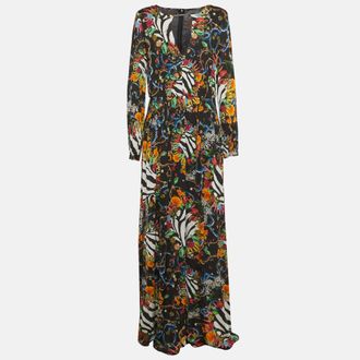 Roberto Cavalli Cavalli Class Black Seashell Printed Jersey Maxi Dress