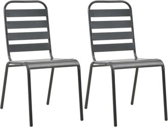 vidaXL Vidaxl - Sillas de jardín apilables 2 unidades acero gris