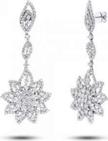 Allurez 9.07ct 18k White Gold Diamond Flower Earrings