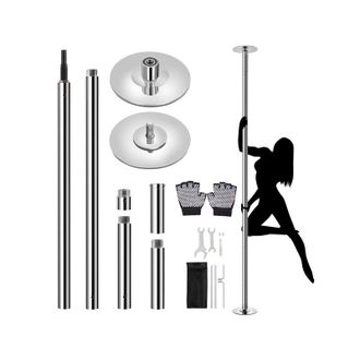 Yaheetech Yaheetech - Palo da Ballo Pole Dance in Acciaio Regolabile in Altezza 225-274,5 cm con modalit&agrave; Statica/Spin capacit&agrave; 200 kg Lucido Argento