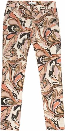 Summum Elegante leren broek met bloemmotief - Dames - Slim Fit Broeken - Veelkleurig - M - Leer - Broeken
