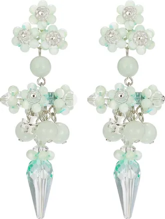 Tory Burch Curiosity Beaded Linear Drop Earrings in Tory Silver /Mint at Nordstrom