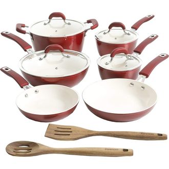 Kenmore Arlington 12 Piece Aluminum Ceramic Coated Nonstick Cookware Set in Red at Nordstrom