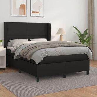 vidaXL Vidaxl - Cama Box Spring Con Colch&oacute;n Cuero Sint&eacute;tico Negro 140x200cm