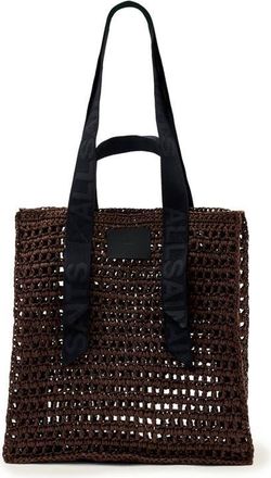 AllSaints Lullah Straw Tote Bag in Cognac Brown at Nordstrom