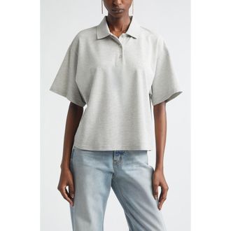 Saint Laurent Oversize Cotton Blend Piqu&eacute; Polo in Gris Chine at Nordstrom, Size X-Large