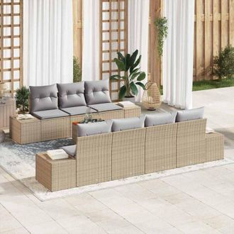vidaXL Conjunto De Sof&aacute; De Jard&iacute;n 8 Pcs Beige, Gris Claro Vidaxl