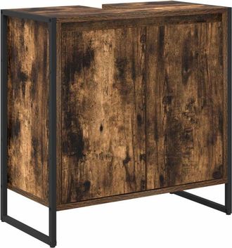 vidaXL Bathroom Cabinet Smoke Oak 60 x 30 x 60 cm Engineered Wood vidaXL