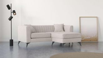 HOME AFFAIRE Ecksofa »MATTHEW L-Form ideal für kleine Räume, Masse B/T/H: 201/162/74 cm« elegantes Designsofa, feine Steppung im Rücken, incl. Zierkissen