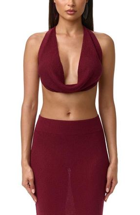 Naked Wardrobe Knit Crop Top in Sangria at Nordstrom, Size X-Large