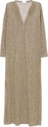 Siyu Womens V-Neck Long Sleeves Money Kaftan Dress