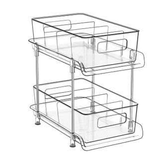 No Brand Organizador De Almacenamiento Extra&iacute;ble De 2 Niveles Transparentes Para Ba&ntilde;o Y Cocina