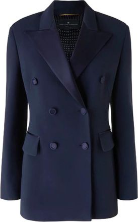 Ermanno Scervino Dubbelrijige Blazer met Satijnen Revers - Dames - Blazers - Blauw - XS - Satijn - Jassen
