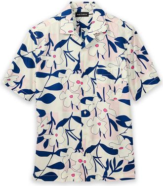 Paul Fredrick Slim Fit Cotton Patchwork Botanical Casual Shirt